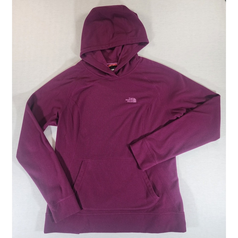 The North Face Polartec Hoodie Women Large Classic Fleece Purple Ribbed Pullover